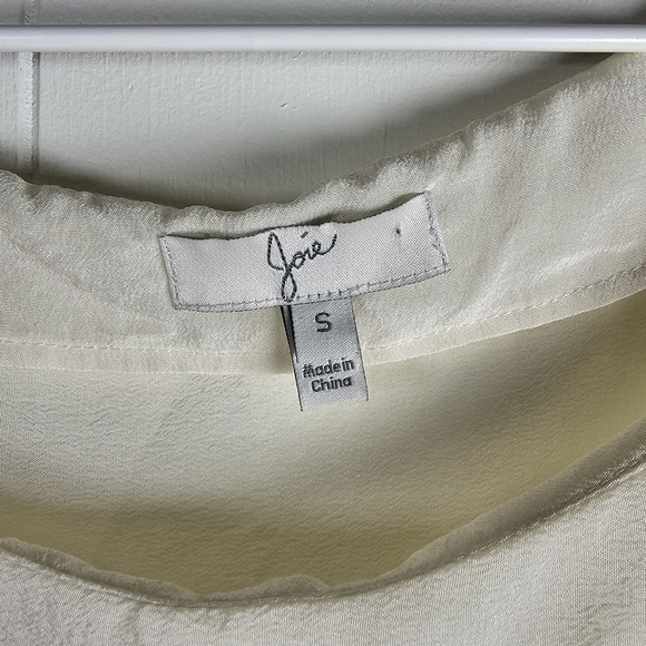 Joie Small Silk Ivory Blouse with Navy Stripes - Picture 3 of 5